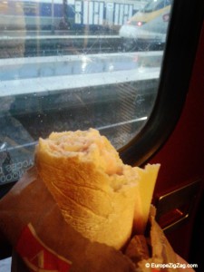 Baguette with cheese on the train from Paris. Adieu!!