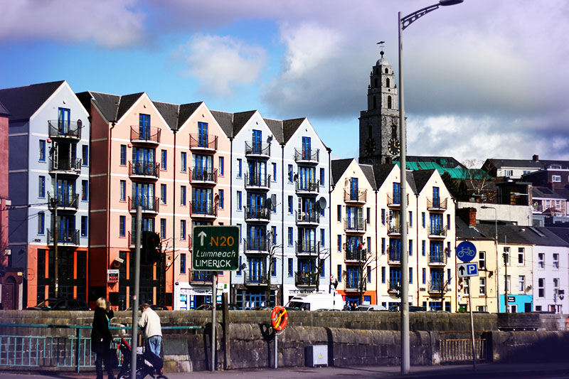 Houses by River Lee in Cork.