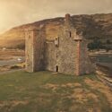 Castle ruins at sunset