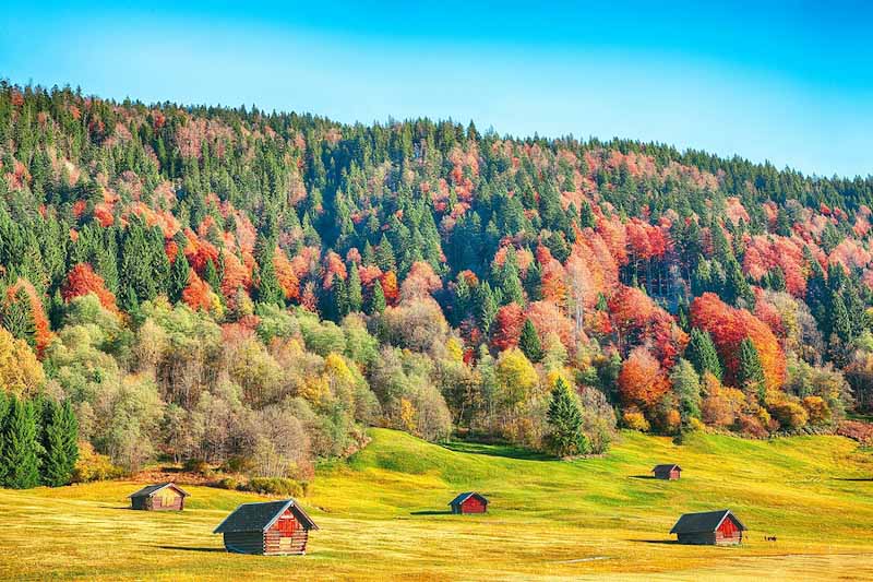 Autumn view of alpine valley in Germany