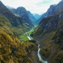 Norwegian canyon in autumn