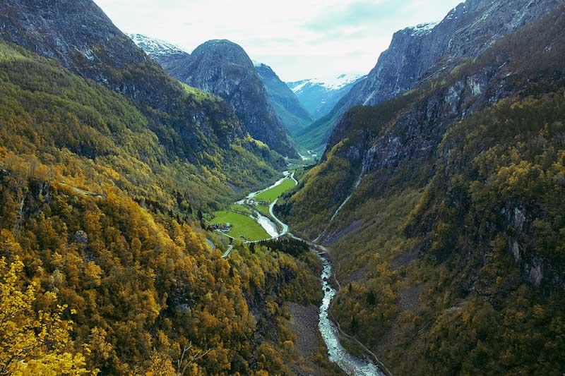 Norwegian canyon in autumn