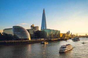 Sunset in London, by the Thames