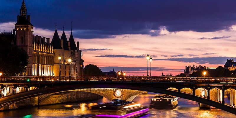 Paris and Seine at night