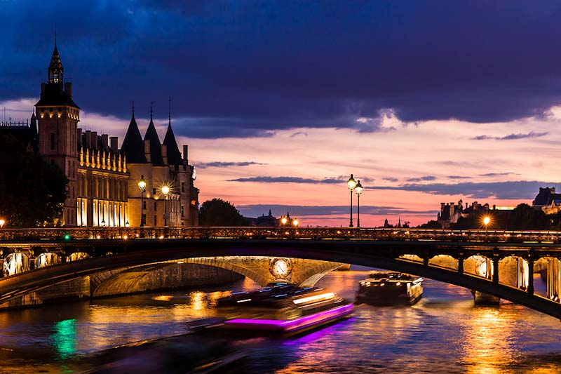 Paris and Seine at night