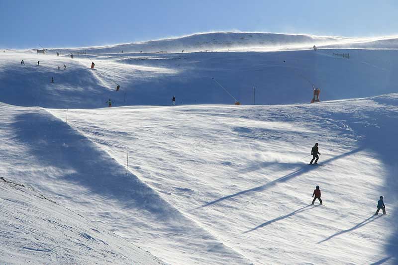 Skiers on a sunny day in Trysil,, Norway