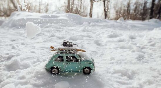 Toy car in winter