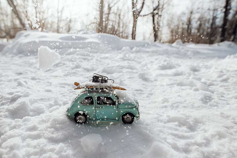 Toy car in winter