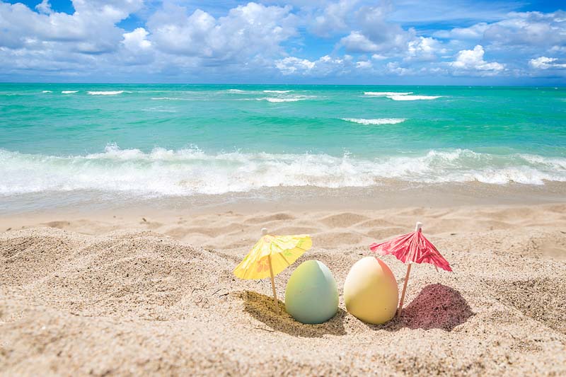 Easter eggs on a sunny beach