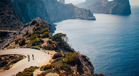 Bicyclists on the coast in Mallorca