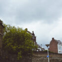 Medieval city wall and tower in Maastricht