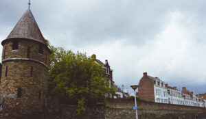 Medieval city wall and tower in Maastricht