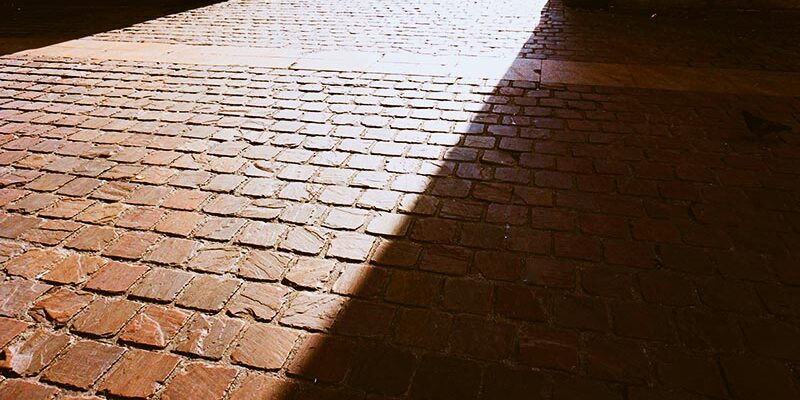 The cobblestone path into the light, in Bordeaux