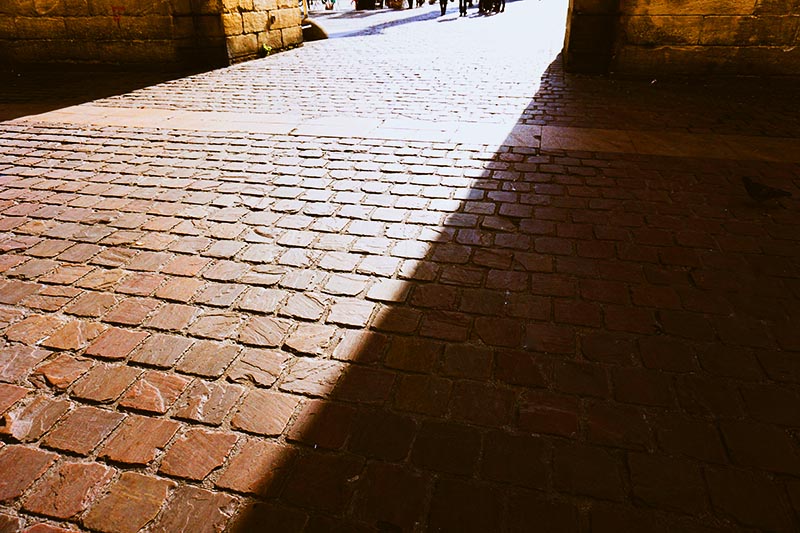 The cobblestone path into the light, in Bordeaux
