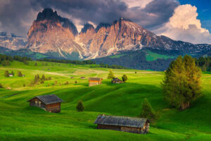 Alpine landscape with exciting sky