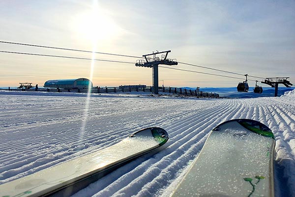 Late afternoon downhill skiing