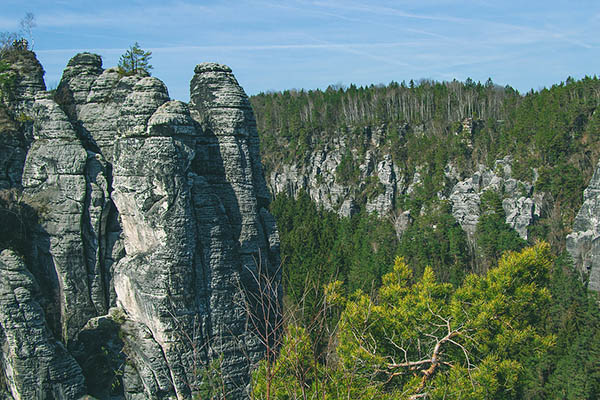 Bastei Mountains in Saxon Switzerland, Germany.