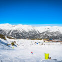 Downhill skiing on a clear sunny day