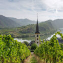 Bremm and Moselle river, a church by the riverside.