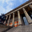 The Altes museum in Berlin seen from a warped perspective.