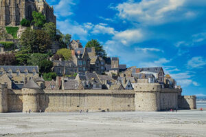 Mont Saint Michel and seabed at low tide
