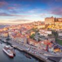 Porto seen from above with exciting clouds