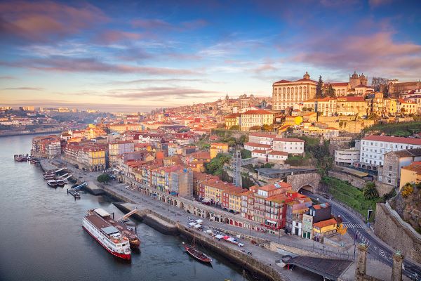 Porto seen from above with exciting clouds