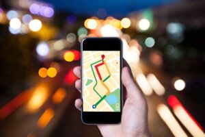 Smartphone with a map application