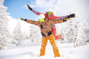 Happy skiing couple.