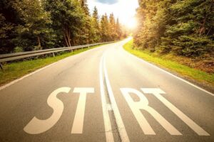 Road and text saying start.