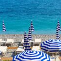 Beach chairs in Nice, France.
